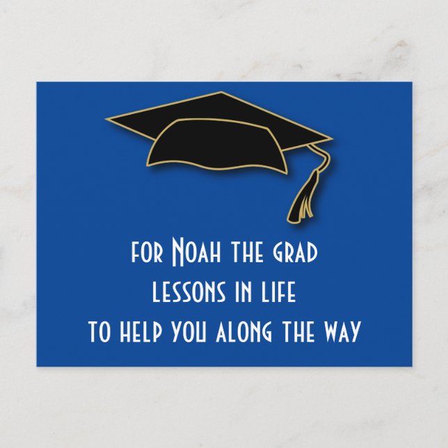 Graduation Blue Party Words Of Advice Postcard (Front)