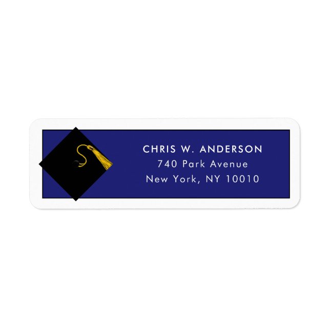 Graduation Blue Return Address Labels (Front)