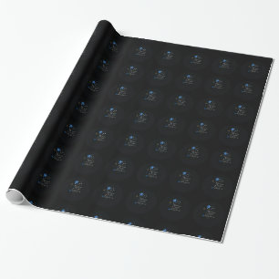 Graduation Blue Stars on Black Inspirational Wrapping Paper