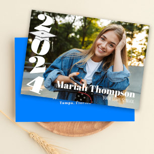 Graduation Blue Typography Photo Class Of 2023 Invitation