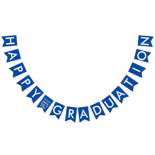 Graduation Blue White School Name Bunting (All)