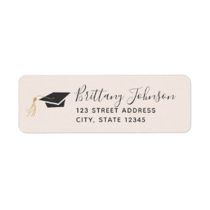 Graduation Blush Gold Cap Tassel Return Address