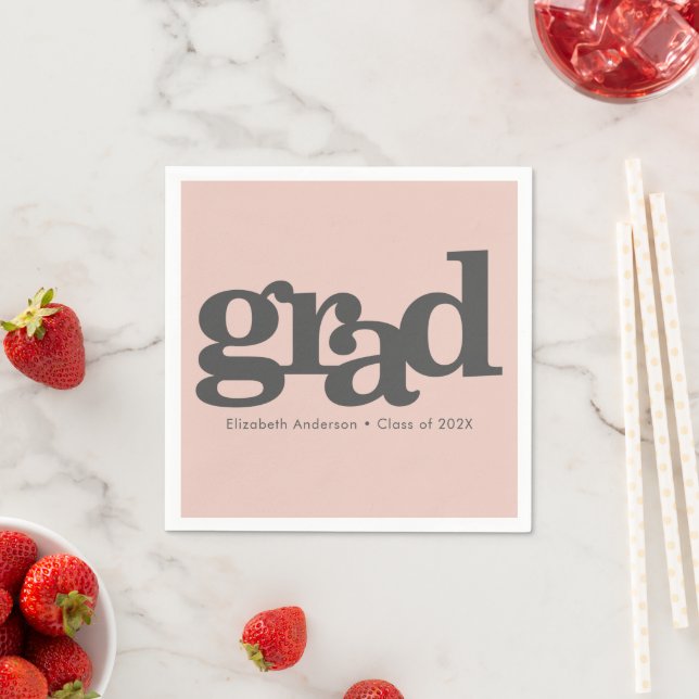 Graduation blush pink bold modern typography  napkin (Insitu)
