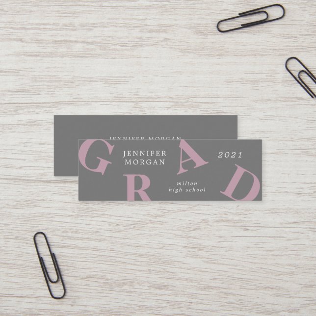 Graduation Bold Letters School Colours Name Card (Front/Back In Situ)