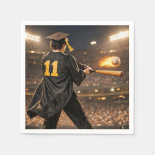 Graduation Boy Baseball Player #11 Napkin