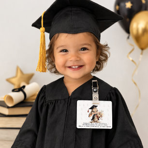 Graduation Bunny Badge Clip – Cute Diploma Pattern ID Badge