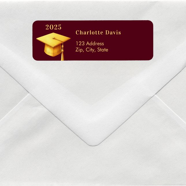 Graduation burgundy gold cap 2025 return address  (Creator Uploaded)