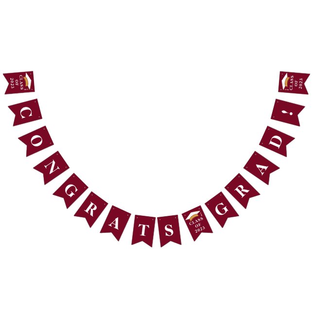 Graduation Burgundy Graduate Party 2025 Bunting (All)