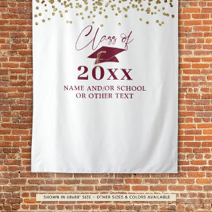 Graduation Burgundy Maroon Class Year Backdrop Tapestry