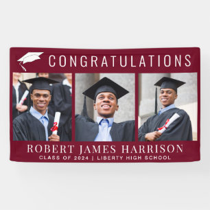 Graduation Burgundy Photo Welcome Banner