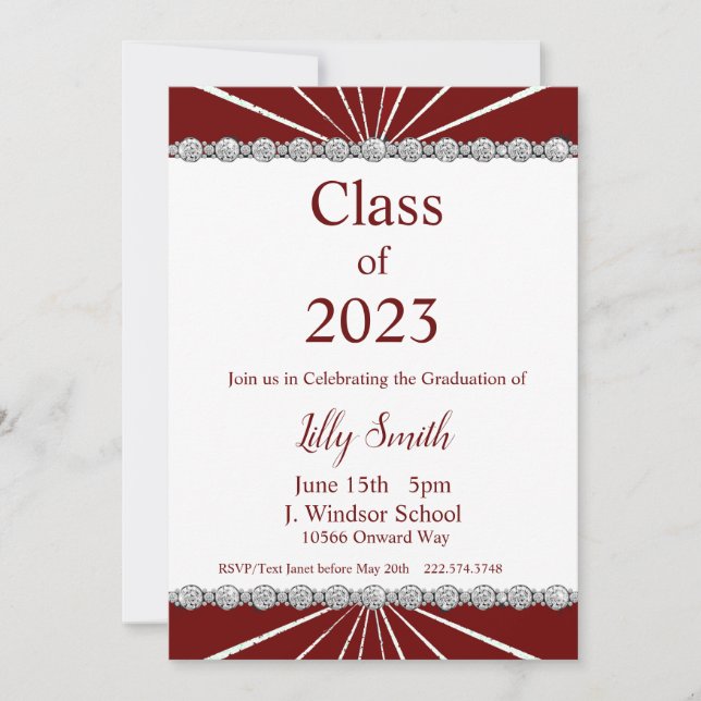 Graduation Burst Maroon Invitation 2023 (Front)