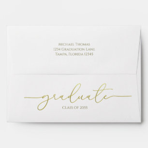Graduation Calligraphy Script Gold Graduate Envelope