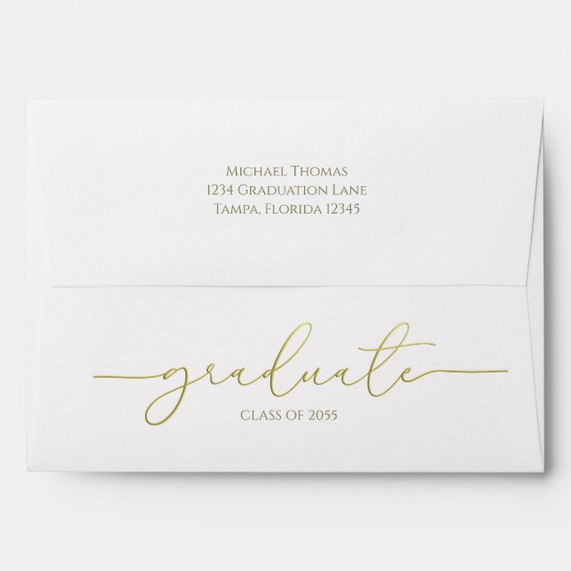 Graduation Calligraphy Script Gold Graduate Envelope (Back (Top Flap))