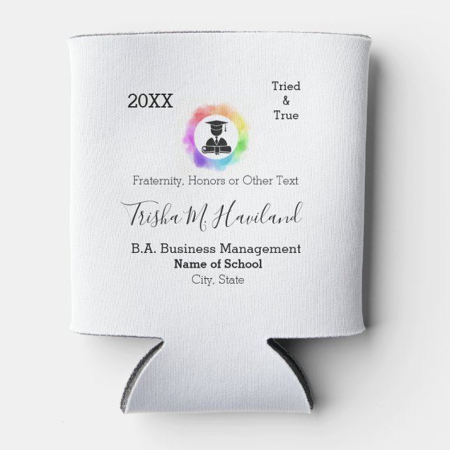 Graduation Can Cooler Watercolor Look HAMbyWG (Front)