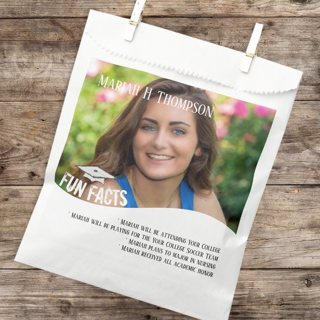 Graduation Candy Favours Simple Photo Fun Facts Favour Bags (Creator Uploaded)