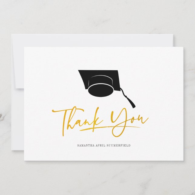 Graduation Cap 2024 Grad Script Thank You Card (Front)