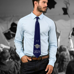 Graduation cap 2026 -monogrammed - Dark Navy Tie