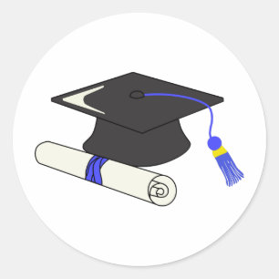 Graduation Cap And Diploma Classic Round Sticker