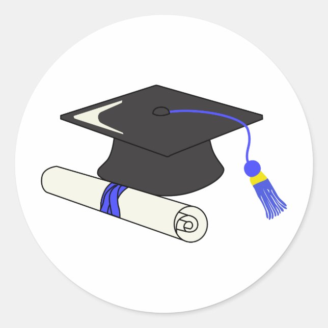 Graduation Cap And Diploma Classic Round Sticker (Front)