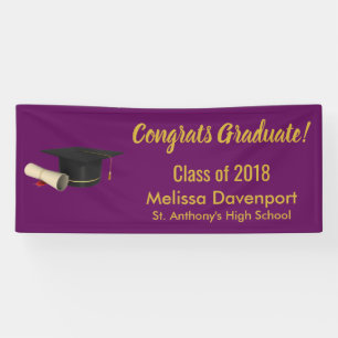 Graduation Cap and Diploma Congrats Graduate Banner