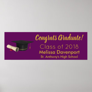 Graduation Cap and Diploma Congrats Graduate Poster