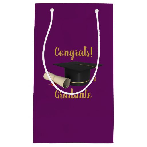 Image of Graduation Cap and Diploma Congrats Graduate Small Gift Bag
