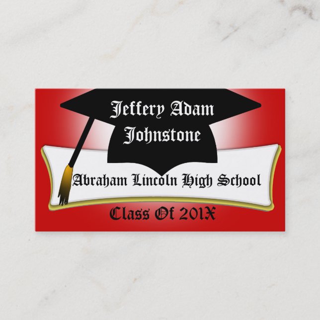 Graduation Cap And Diploma Graduate's Custom Card (Front)