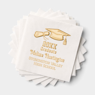 Graduation Cap and Diploma Name Year School #1 Foil Napkins