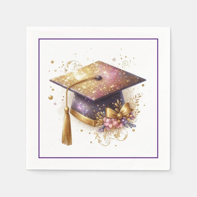 Graduation Cap and Diploma Napkin (Front)