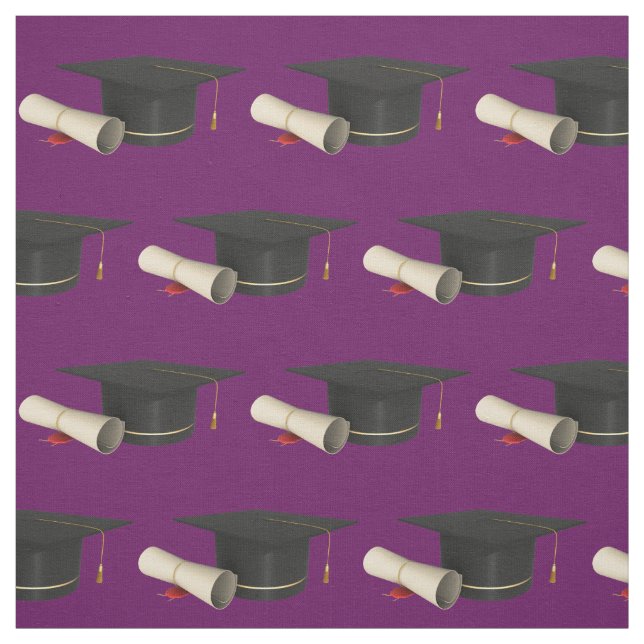 Graduation Cap and Diploma on Purple Fabric (Swatch)