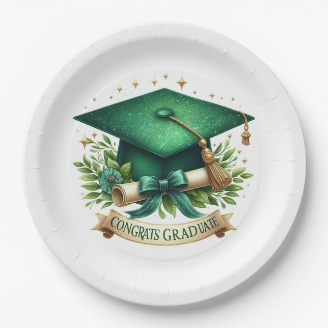 Graduation Cap and Diploma Paper Plate (Front)