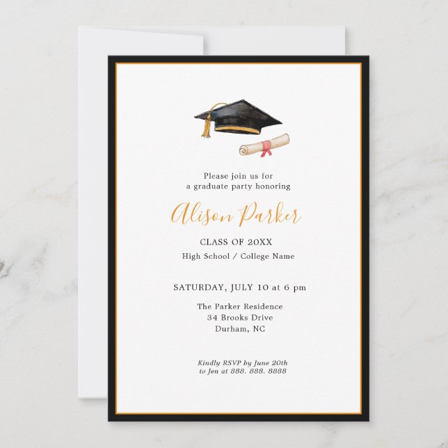 Graduation Cap and diploma Photo Invitation (Front)