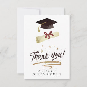 Graduation Cap and Tassel Gold Foil Thank You Card