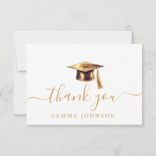 Graduation Cap And Tassel Gold  Thank You Card