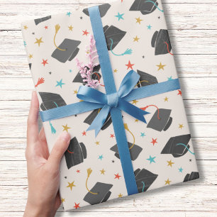 Graduation Cap and Tassel on cream Wrapping Paper