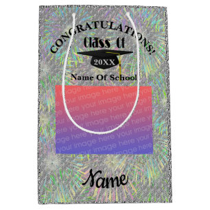 Graduation Cap And Tassel Personalised Photo Medium Gift Bag