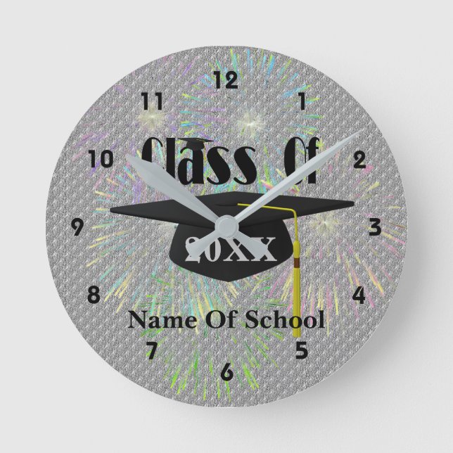Graduation Cap And Tassel Personalized Round Clock (Front)