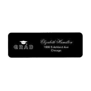 Graduation Cap Black & White Elegant Grad