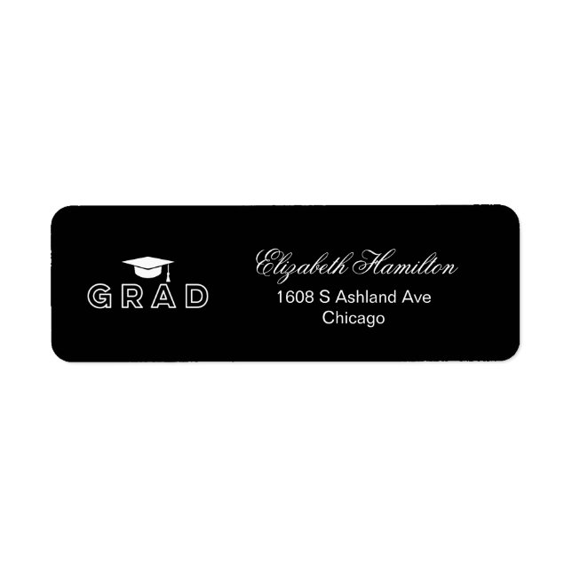 Graduation Cap Black & White Elegant Grad (Front)