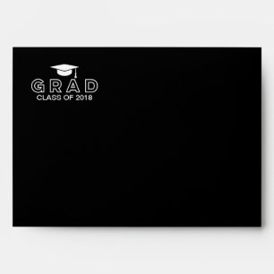 Graduation Cap Black & White Elegant Grad Envelope