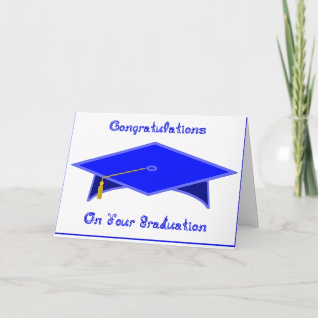 Graduation Cap Blue Paper Hat or Card Printable (Front)