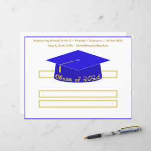 Graduation Cap Blue Party Hat 2026 Gold