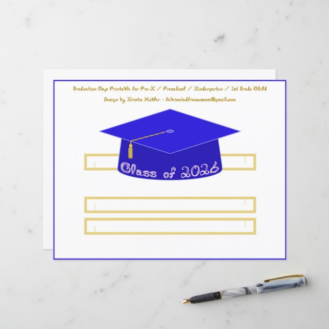 Graduation Cap Blue Party Hat 2026 White Font  (Front/Back In Situ)
