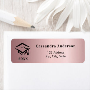 Graduation cap blush pink return address