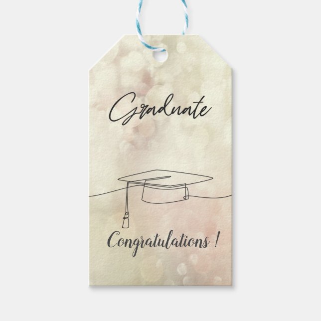 Graduation Cap , Bokeh,Graduate Gift Tags (Front)