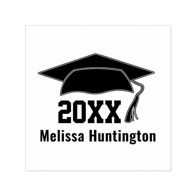 Graduation Cap Bold Name Year #1 Self-inking Stamp (Design)