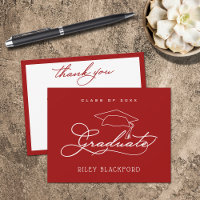 Graduation Cap Cardinal Red Thank You