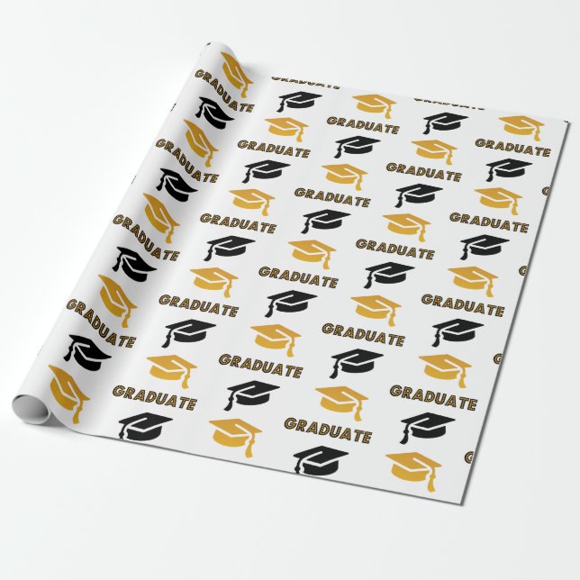 Graduation Cap  Celebration Wrapping Paper (Unrolled)