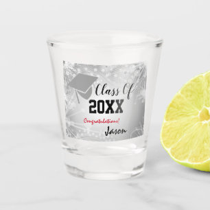 Graduation Cap, Class Year 20XX party Silver Shot Glass