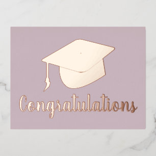Graduation Cap Congratulations Blush Pink Foil Holiday Postcard